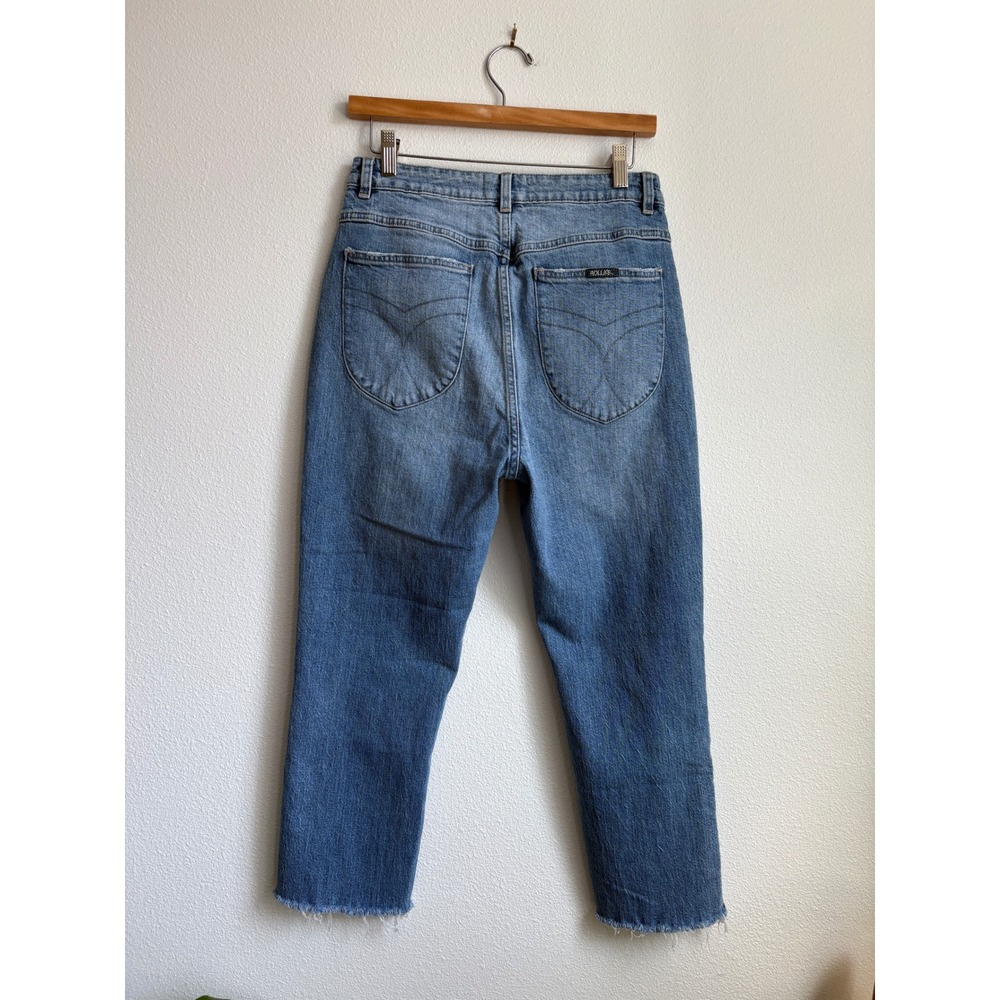 ROLLA'S Dusters Dusters High Rise Slim Jeans Cropped Blue Raw Hem Size 31
